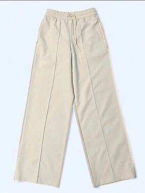 Athleta Wide-Leg Drawstring Track Pants in Light Beige